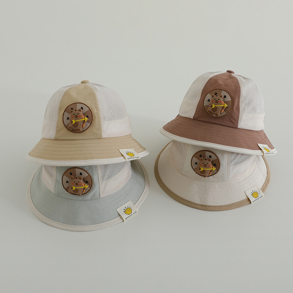 Baby Boy Hat Mesh Cute Sun Summer Fisherman Cap Breathable Sunshield UV Protection Infant Toddler Bucket Hat Outdoor 47-50cm