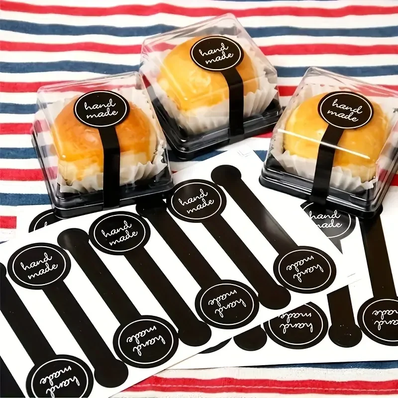 Handmade Stickers Black Lollipop Design Long Handmade Cake Packaging DIY Product Seal Stickers Stationery Stickers Gift Tags