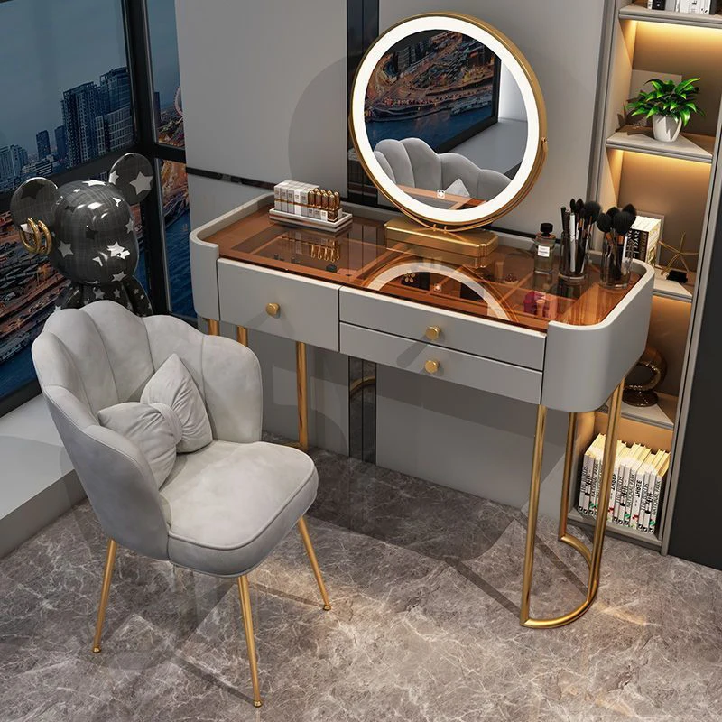 

Organizer Mobile Dressing Table Mirror Bedside Hotel Small Vanity Table Storage Luxury Pentiadeira Feminina Home Furniture