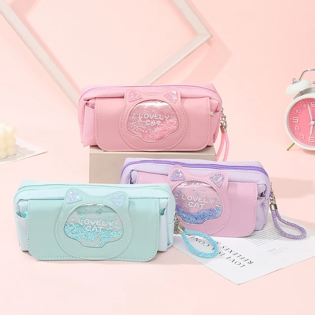 Cute Japanese Korean Ransparent Large-capacity Pencil Case Pencil Bag  Pencil Box Pencilcase Kawaii School Stationery Supplies