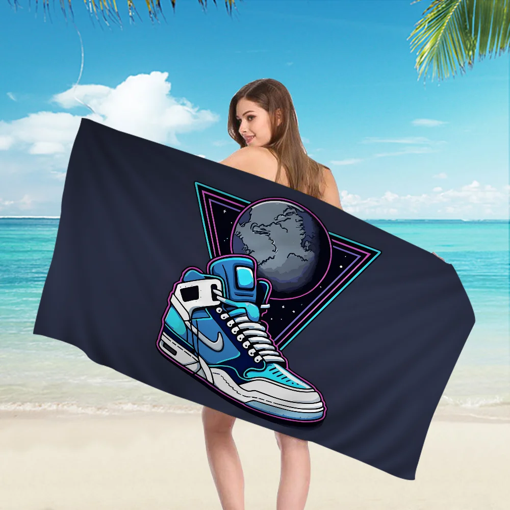 Fashion Basketball Shoes Sneakers Logo Microfiber Beach Towel Absorbent Quick dry Yoga Swimming Resort Mountain Climbing Towel 3