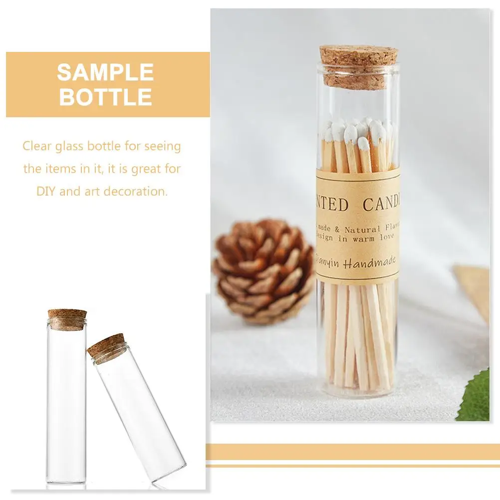 20 Pcs Wishing Bottles Glass Storage 25x100mm Clear DIY Craft Matches Specimen Display Vials Cork Sealed Home Decor 4
