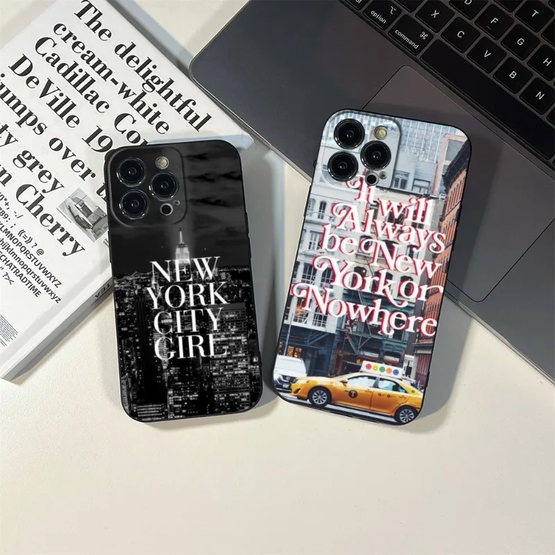 New York City I Love Custodia Per Telefono New York Per Iphone 14 13 11 12 Pro 8 7 Plus X 13 Pro Max Xr Xs Mini Se 2020 Cover Nere