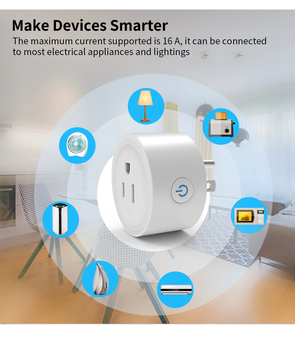Tuya Smart Wifi Plug US Standard Wireless Outlet Remote Control Smart Home Appli