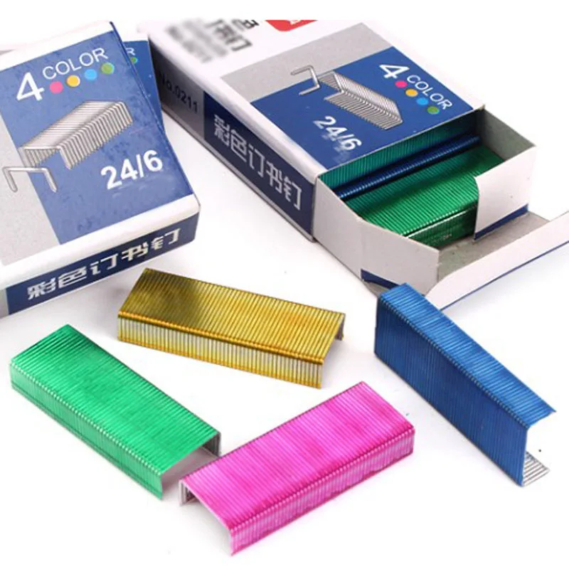 3200pcs 12mm Creative Colorful Metal Staples No.12 24/6 Binding Stapler Office Binding Supplies School Student Stationary stapler pin