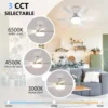 LED 40W Socket Ceiling Fan with Light, 20.5in Screw Ceiling Fans with Lights with Remote, For Bedroom/Garage/Kitchen 5