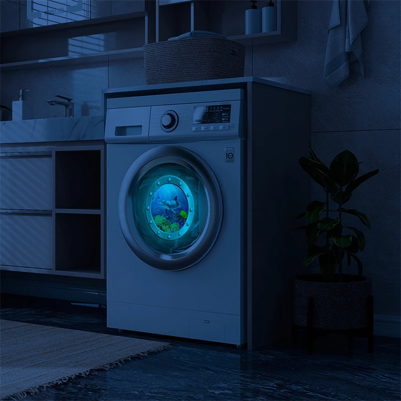 24cm Luminous Simulated Porthole Wall Stickers Ocean Whales Sharks Turtles Fish Submarine Window Scenery PVC Home Decoration wall stickers window stickers