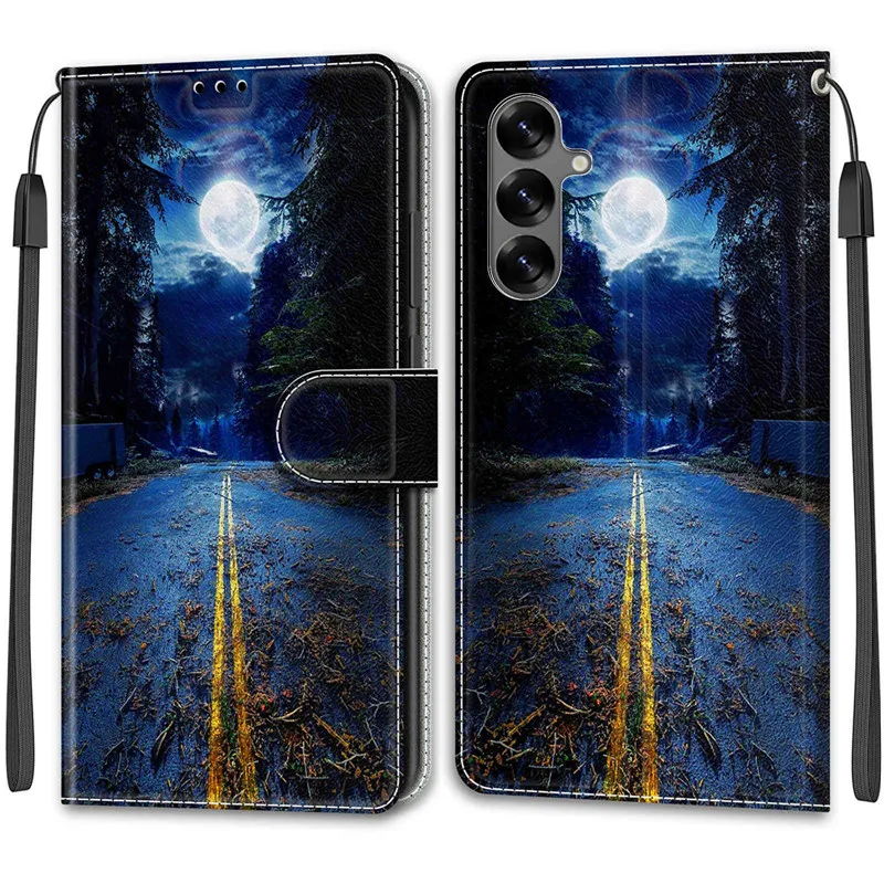 Leather Wallet Phone Case - Magnetic Flip Cover with Stand and Artistic Design