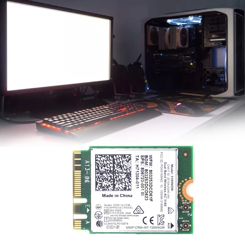 5NGW 무선 네트워크 카드 5Ghz 600M 3165 듀얼밴드 NGFF 와이파이 어댑터