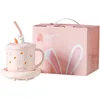 55℃ Rabbit Coffee Mug Heating Pad Cup Warmer Constant Temperature Coaster Electric Mug Mat Milk Tea Water Heater Gift Set 4