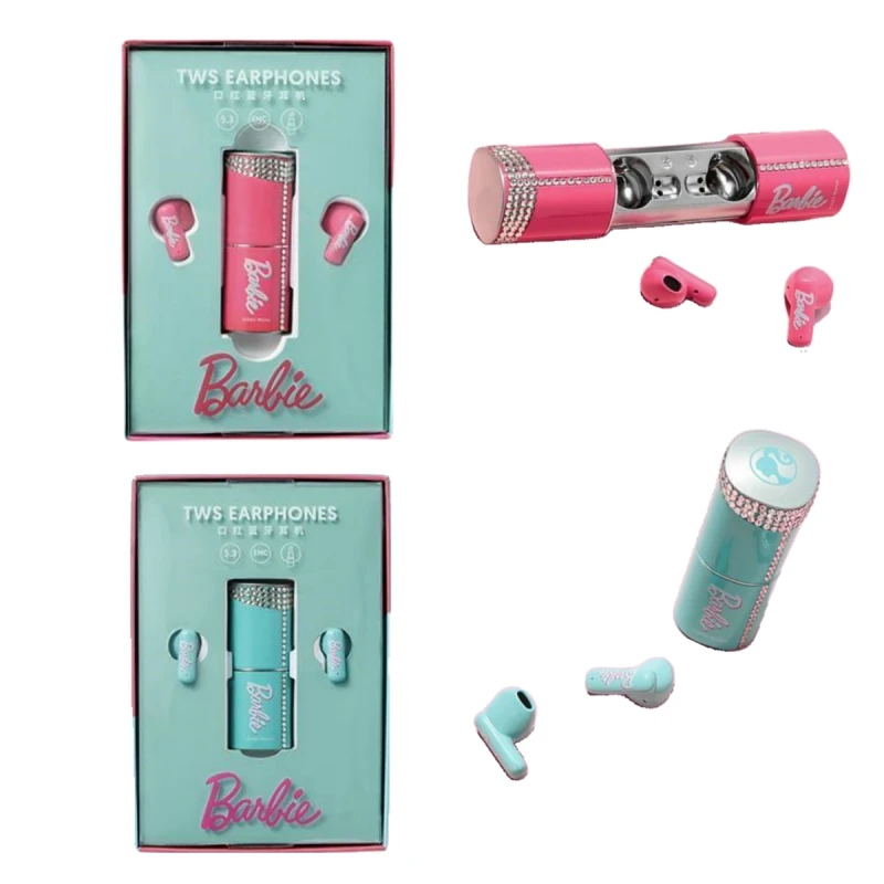 

Kawaii Miniso Barbie Wireless Bluetooth Headphones Cartoon Tws Bluetooth Stereo Sports Earbuds Touch Earphone Earphone Gift