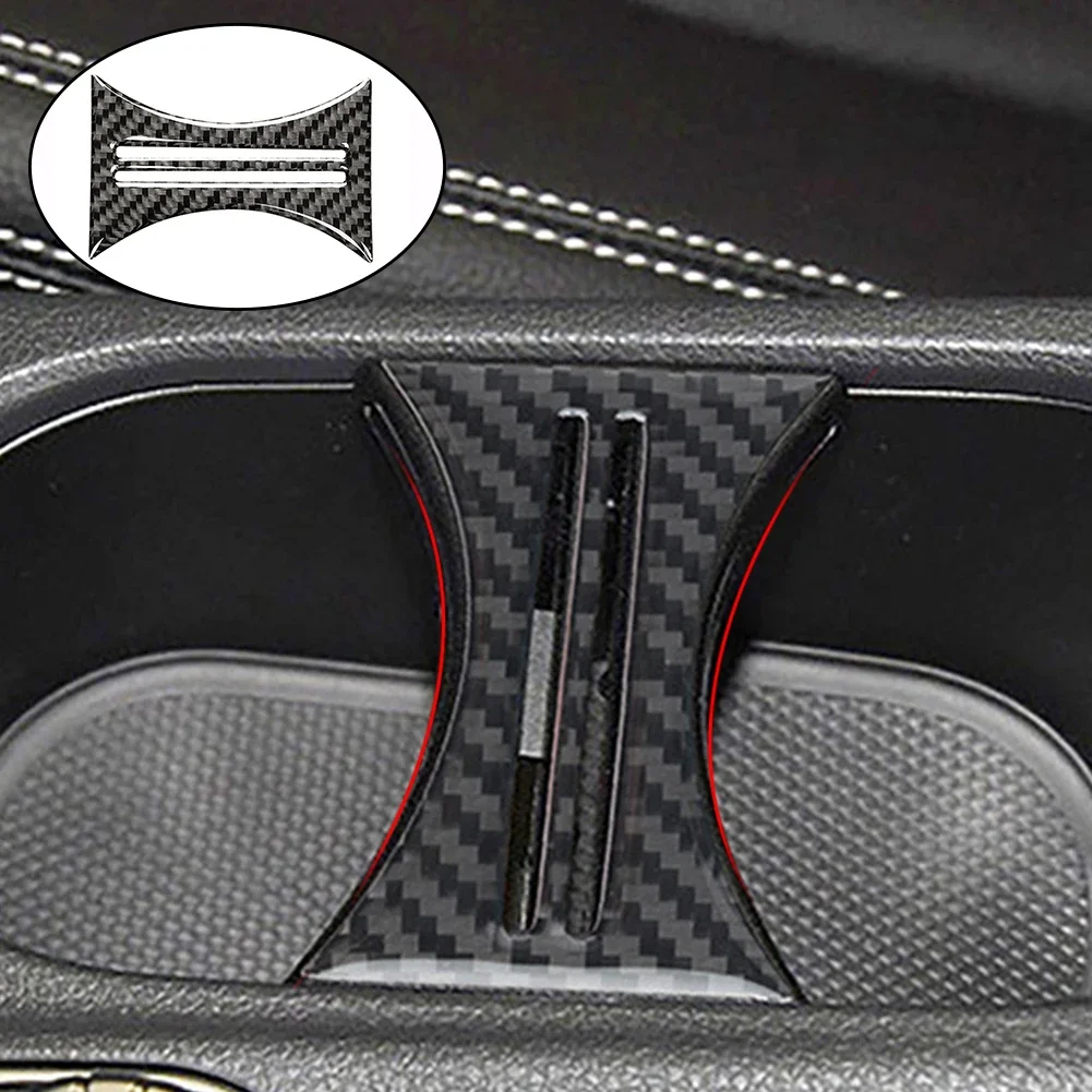 Car Carbon Fiber Interior Water Cup Holder Decor Covers Trim For Mercedes Benz B A GLA CLA Class W176 X156 C117 2014 -