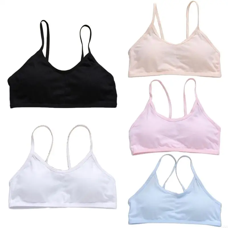 Cotton Bra Teenage Undrewear Girls Wireless Padded Training Camisole Crop Top 57QE