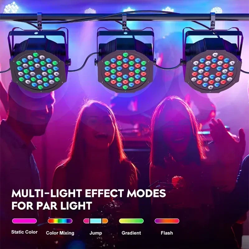 36LEDs RGB LED Par Stage Light with DMX512 Remote Sound Activated Lighting for DJ Disco Wedding Club Church Christmas Party Show