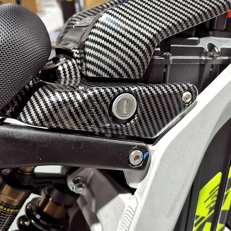 Water Transfer Carbon Fiber Battery Compartment Lock Surround For Sur Ron Light Bee X Segway X260 Surron Parts motorcycle battery compartment lock