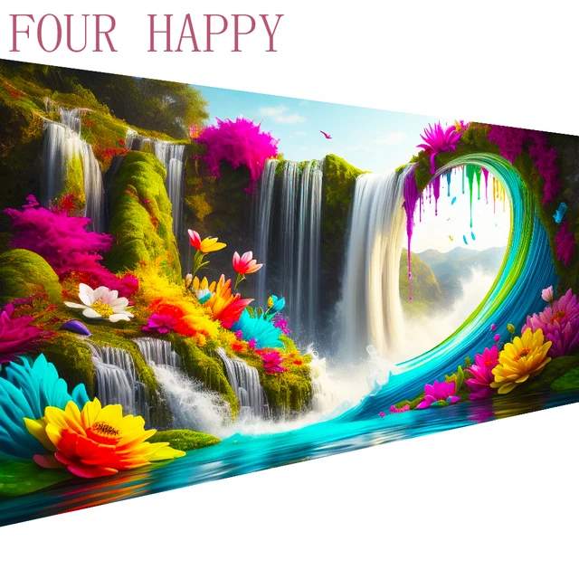 5d Diy Big Diamond Painting Set For Adults, Waterfall Under