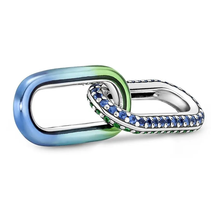 

Original Me Styling Pave & Enamel Double Link With Crystal Beads Fit 925 Sterling Silver Bead Charm Bracelet Europe DIY Jewelry