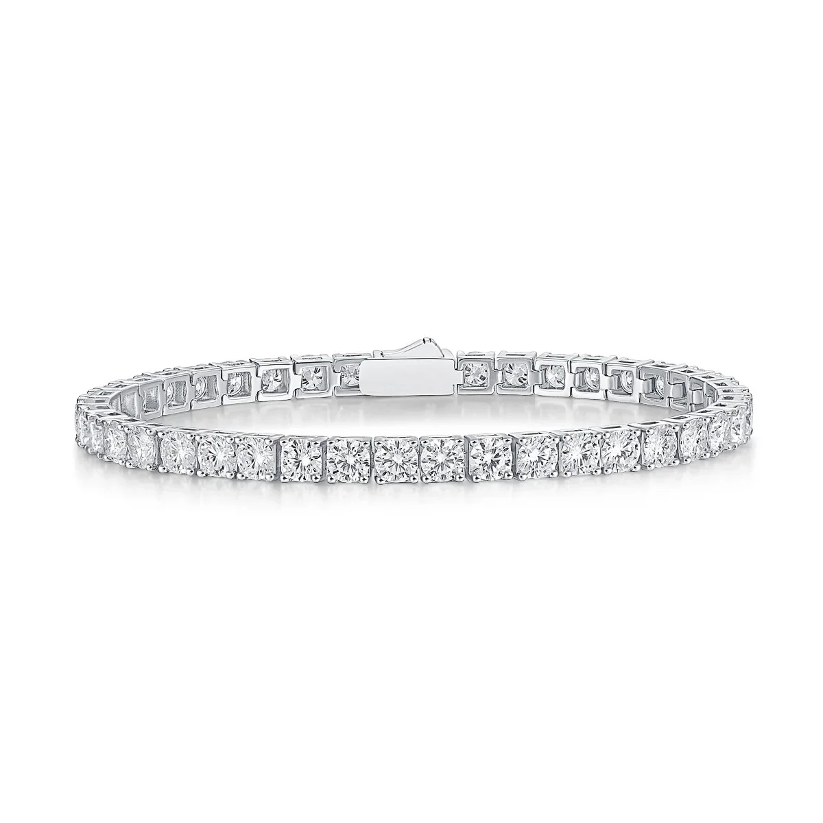 

Luxury High Quality VVS1 S925 Sterling Silver Platinum Plated Full Diamond Moissanite Tennis Bracelet For Wedding Party Jewelry