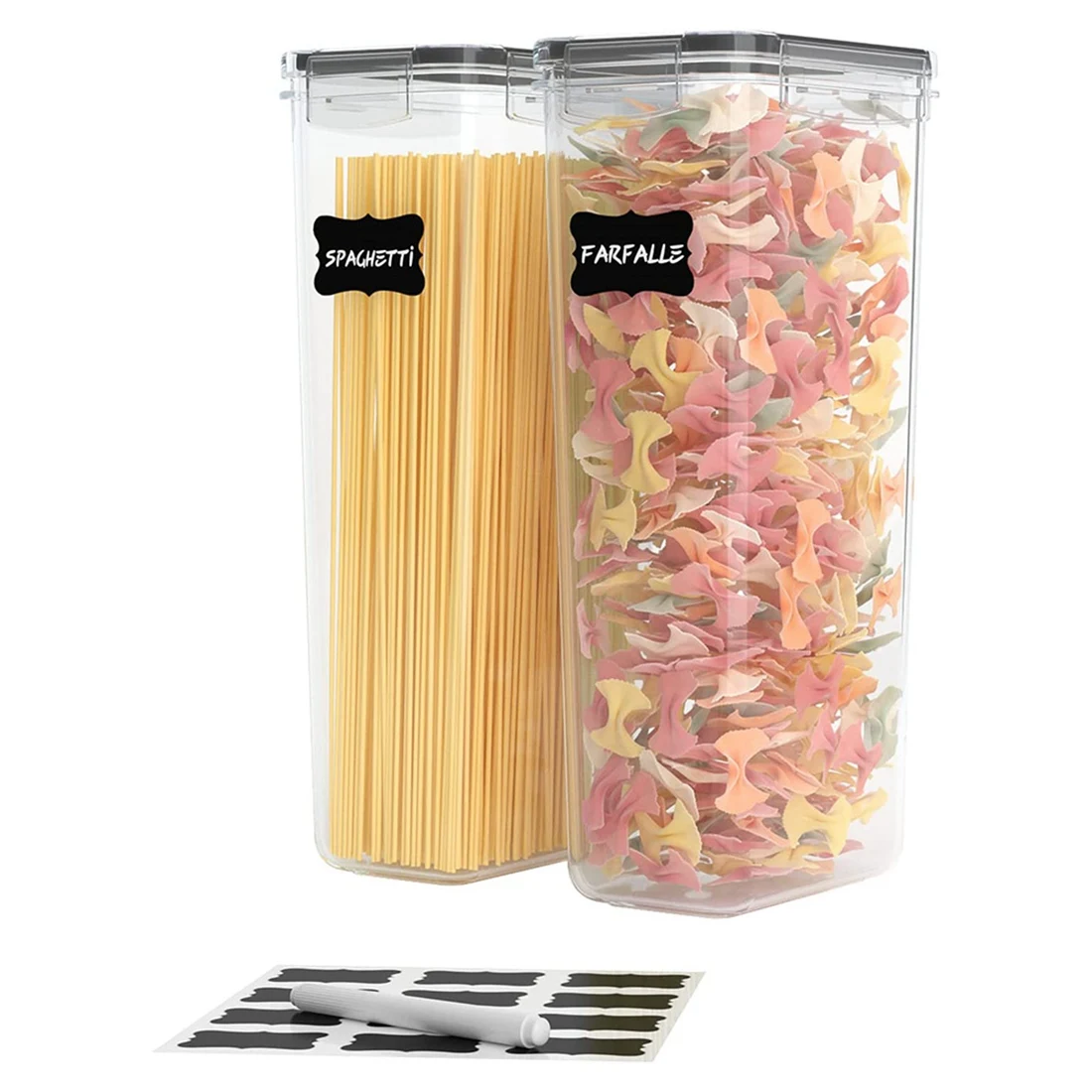 

Airtight Tall Food Storage Container Set, 2Pcs 2.8L Spaghetti Containers for Pantry Organization and Storage