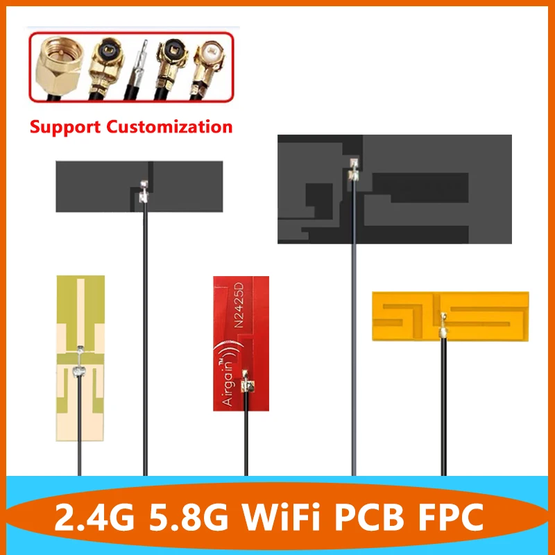 10PCS High Gain 2.4G 5G 5.8G Wifi internal FPC Flexible Antenna Dual Band FPC PCB Patch Zigbee Omni Antenna