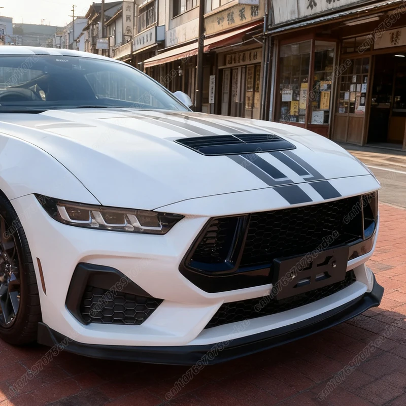포드 머스탱 S650 GT 에코부스트 2024 2025 자동차 프론트 범퍼 립 ABS 스포츠 윈드 스포일러 스플리터 바디 개조 키트