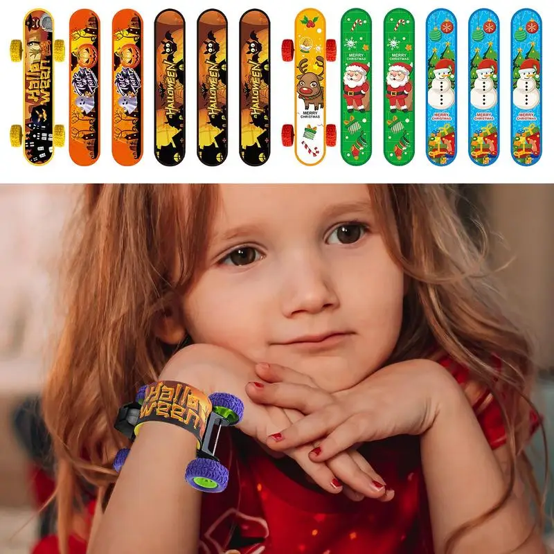 

Snap Bracelets Kids Bracelet Scooter Slap Wristband Christmas Toys 6PcsHoliday Gifts Easter Basket Stuffers Deformation Car For