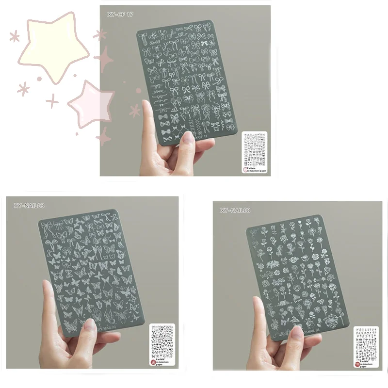 꽃 나비 네일 템플릿 스탬핑 플레이트 프렌치 보우 디자인 라인 프린팅 스텐실 ..