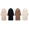 Loose collar lambhair fleece button decoration long coat jacket for women's autumn and winter new style