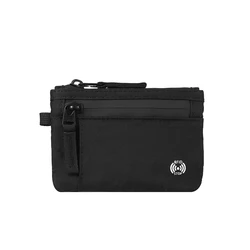 Luxury RFID - Blocking Slim Card Holder with Carabiner and Coin Pocket (Black zipper)