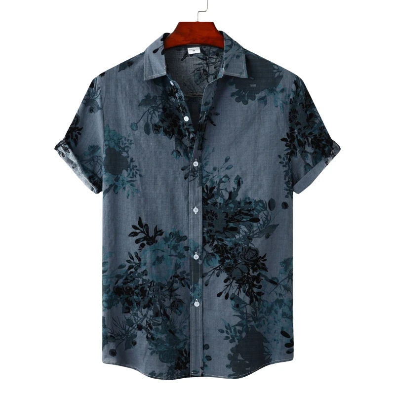 

2024 New Luxury Men's Shirt Kit Short Sleeve Shirts Man Fashion Tiki Clothing Blouses Social T-shirts Hawaiian Cotton Polo