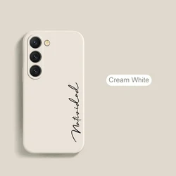 Personalized Name Initials Soft Liquid Silicone DIY Phone Case Cover - S22 Plus (Cream White)