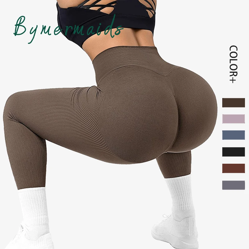 

Bymermaids️ Seamless Leggings High Waist Yoga Pants Push Up Fitness Leggings Stretch Training Tights for Women Gym Yoga Clothes