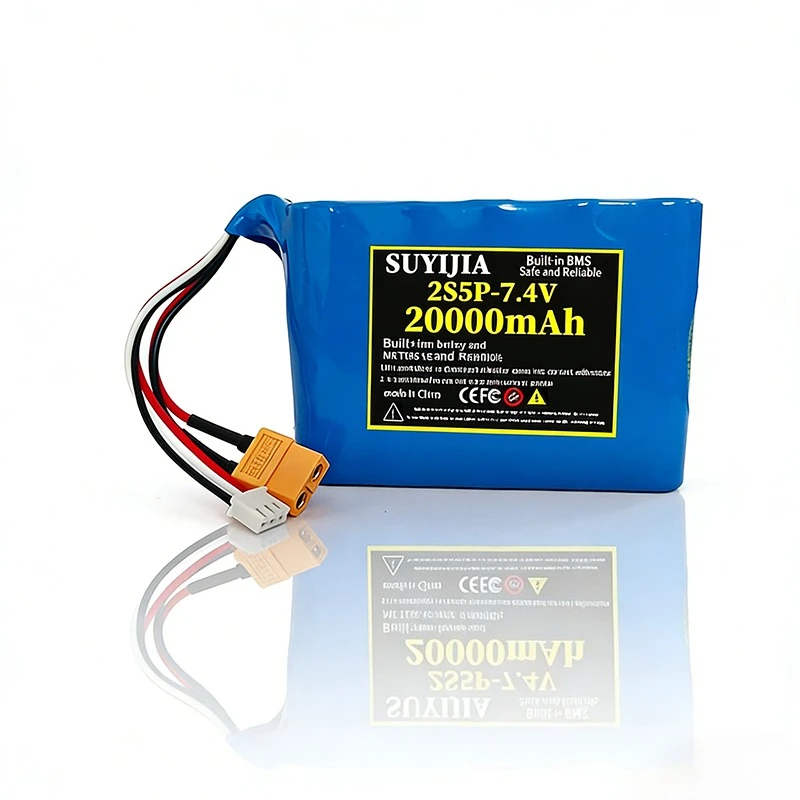 Batterie Li-ion 7.4V 20000mAh 18650 2S5P BMS pour Drone Jouet