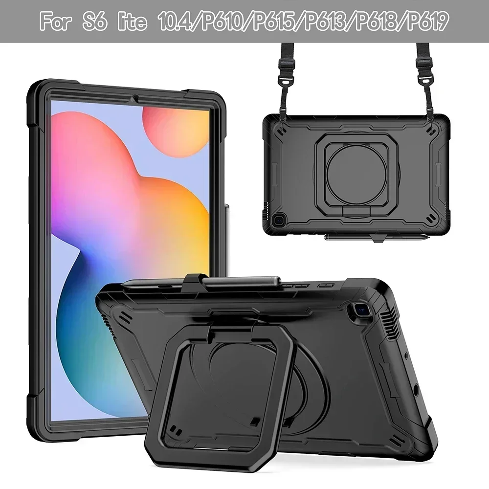 

Case for Samsung Galaxy Tab S6 Lite 10.4 P610 P615 P613 P618 P619 Shockproof Kids Stand Cover Kickstand Handle Shoulder Strap