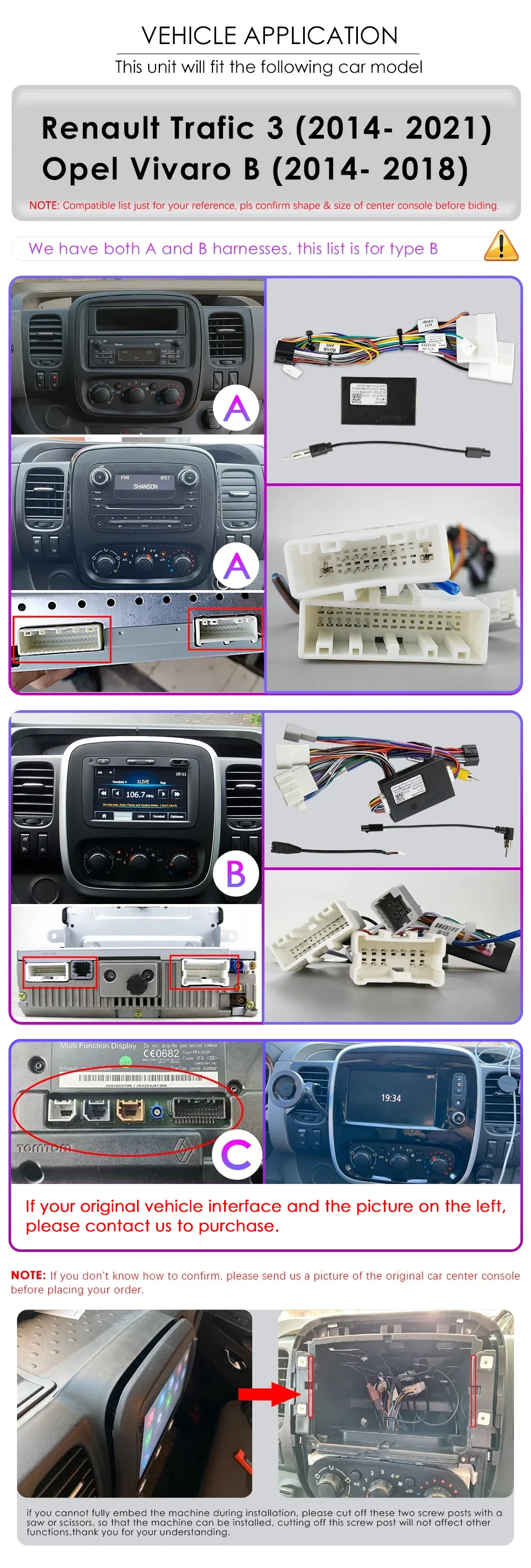 Hizpo Intelligente Navigation für Renault Trafic 3 2014-2021 für Opel Vivaro B 2014-2018 Carplay GPS Stereo Multimedia-Player RDS – Detail 4