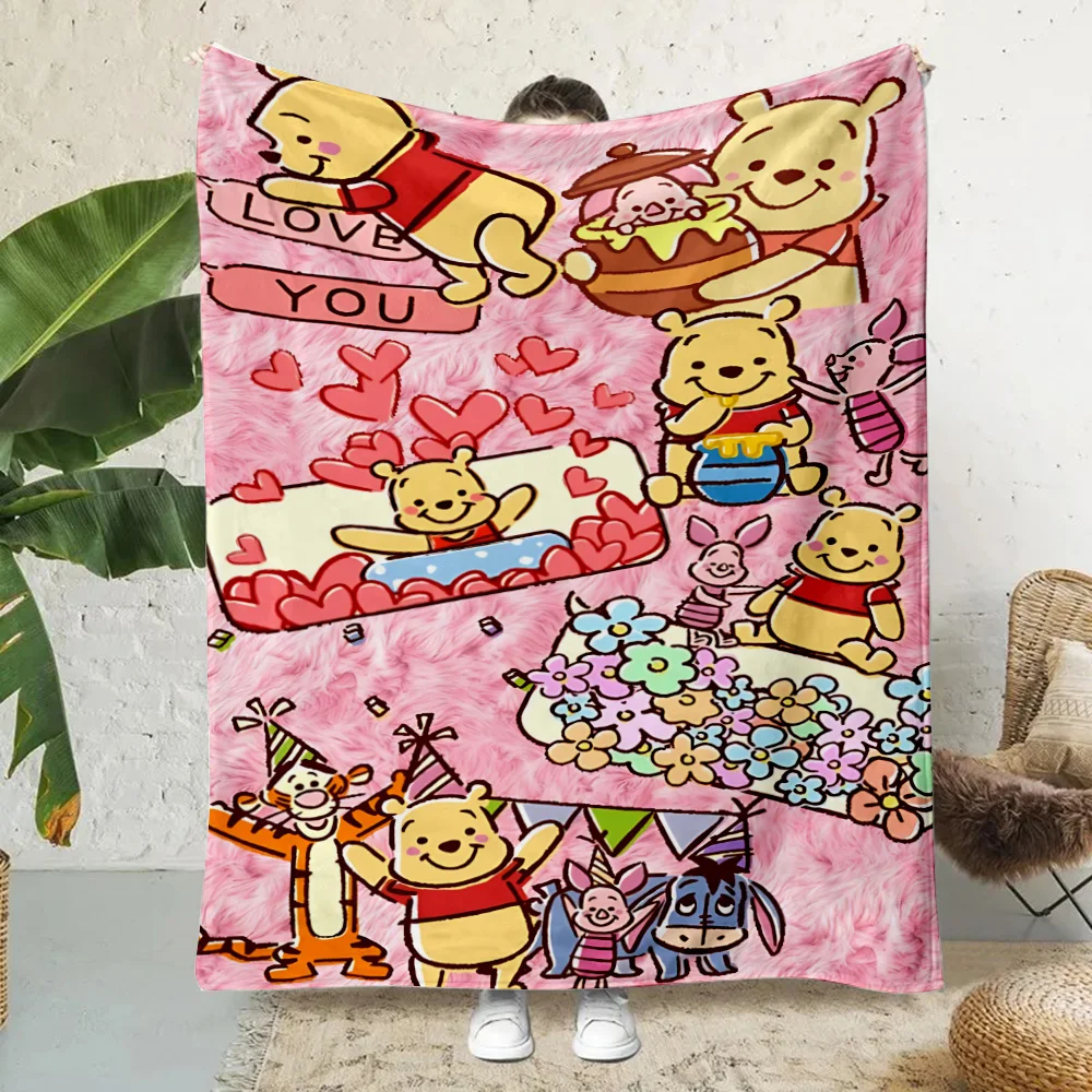 Cute Cartoon Winnie Bear Printed Blanket Picnic Blankets Warm Blanket Soft and Comfortable Blanket Home Travel Birthday Gift 6