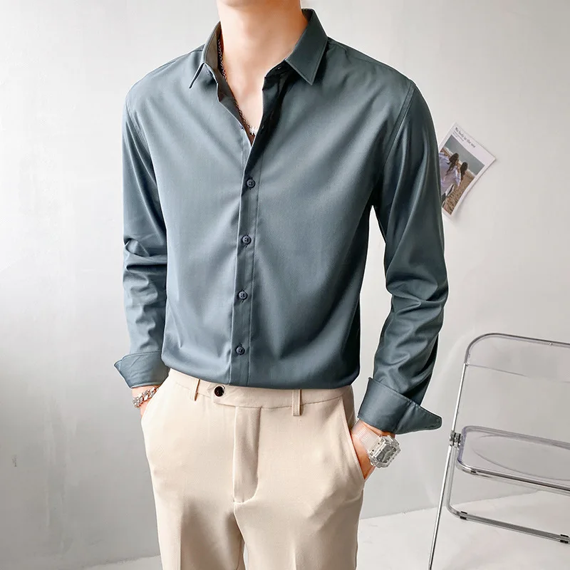shirts for men Tailor-made Suits casual fashion slim fit business shirts men long sleeves korean style clothing S-XL