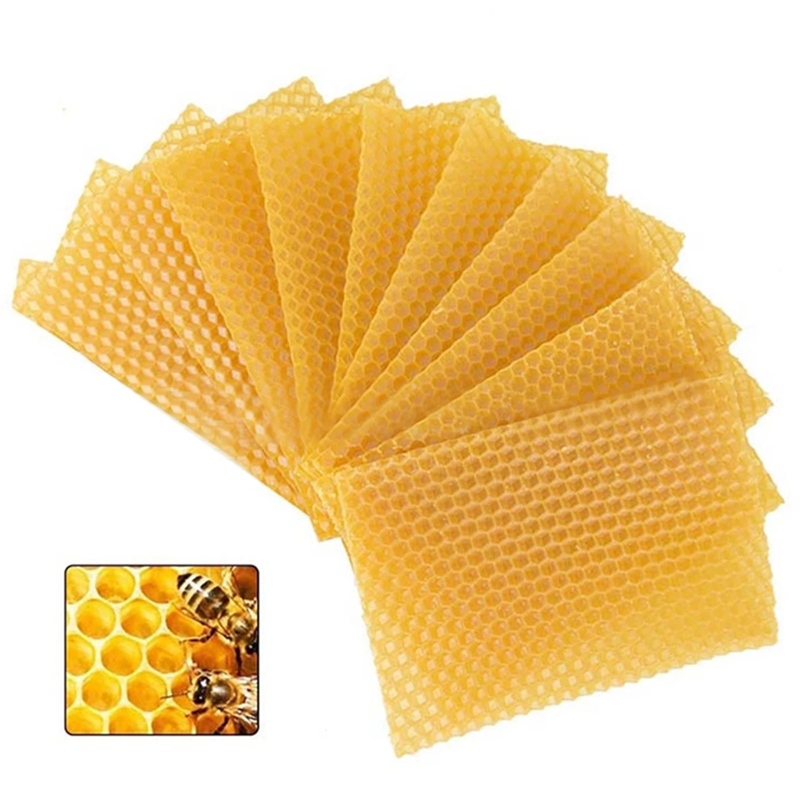 

30pcs Honeycomb Foundation Bee Wax Foundation Sheets Paper Candlemaking Craft DIY Kits Beeswax Flakes Beekeeping Tool