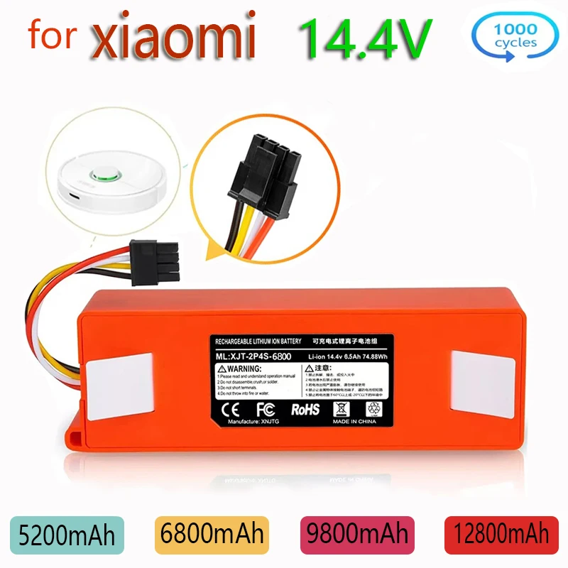 Robotic Vacuum Cleaner Replacement Battery 14.4V 12800mAh For Xiaomi Roborock S50 S51 S55 S60 S65 S5 MAX S6 Parts vacuum cleaner battery battery replacement