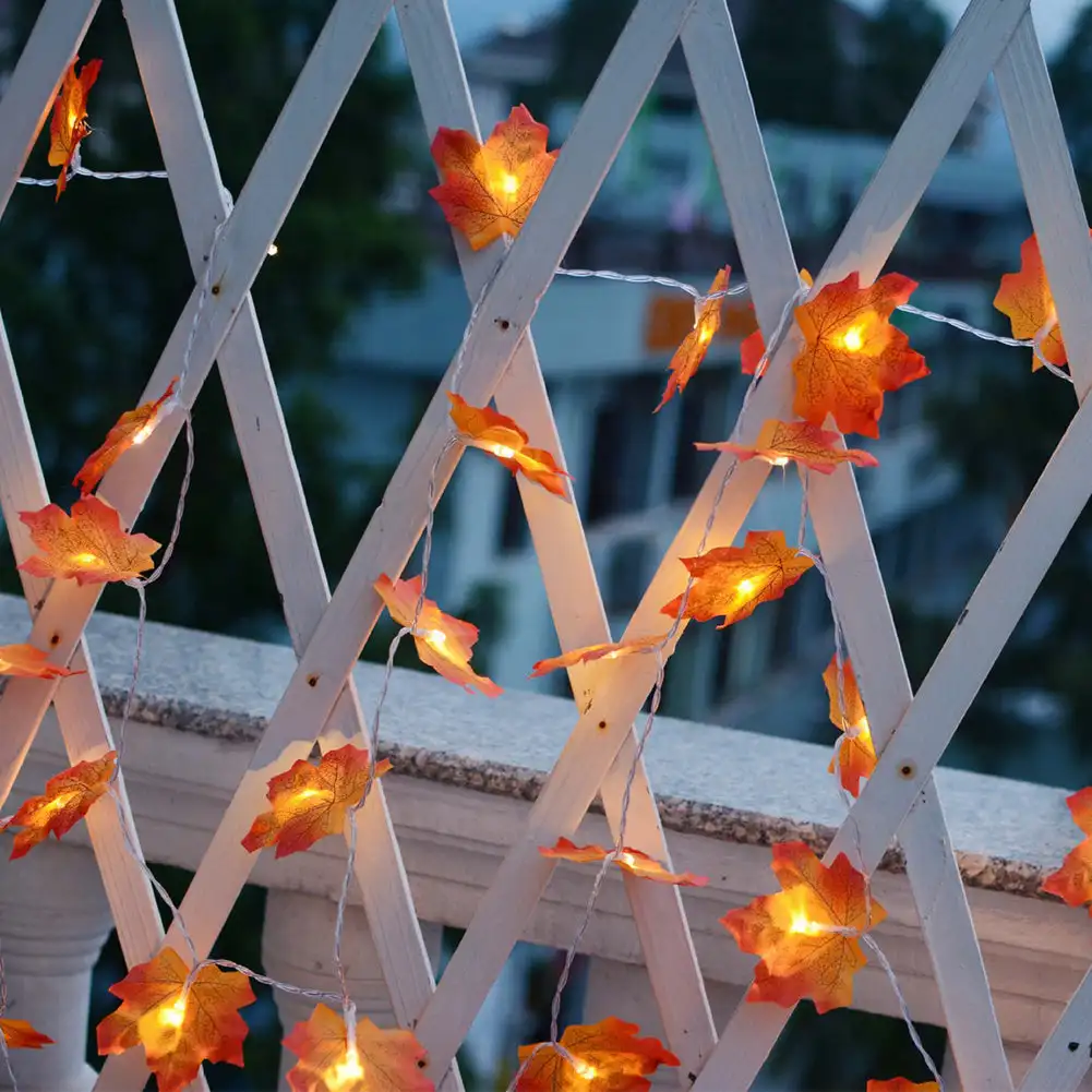 

10/20/40 LED Artificial Autumn Maple Leaves Garland Led Fairy Lights 2/3/6M for Christmas Decoration Party DIY Decor Halloween