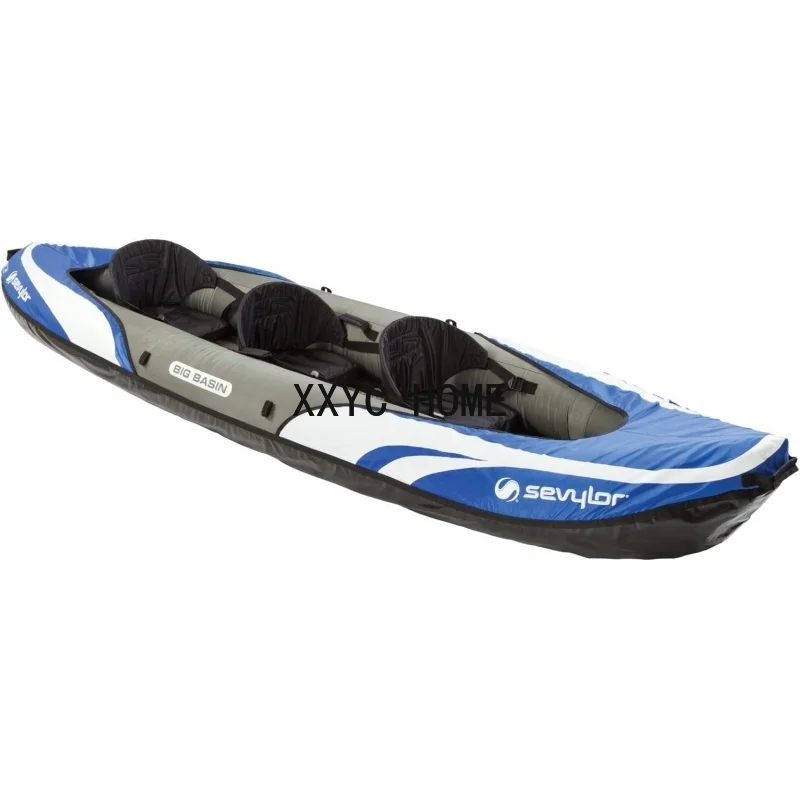 

Sevylor Big Basin 3-Person Inflatable Kayak with Adjustable Seats & Carry Handles, Heavy-Duty PVC Construction for Rugged Us