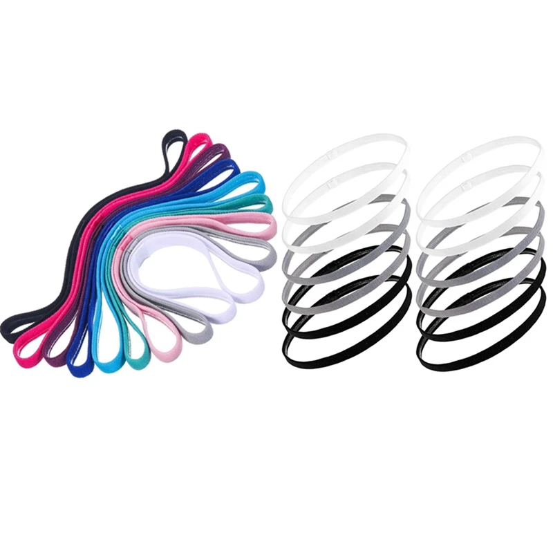 

21 Pieces Thick Non-Slip Elastic Sport Headbands Hair Headbands,Exercise Hair And Sweatbands For Women And Men