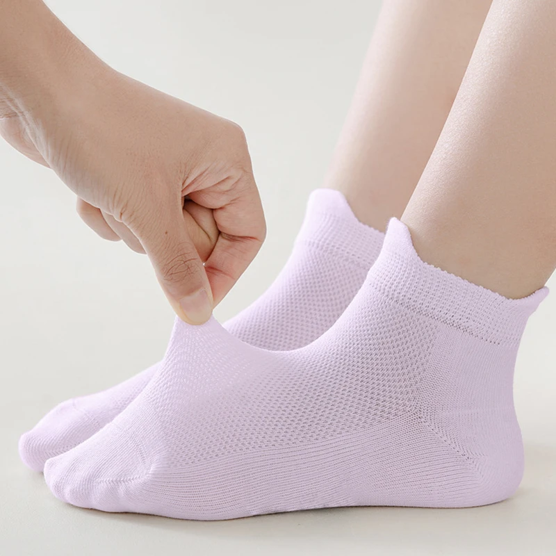 5 Pairs Sport Children'S Socks Summer Mesh Girl Socks Solid Color Kids Boys Cotton Sport For Children