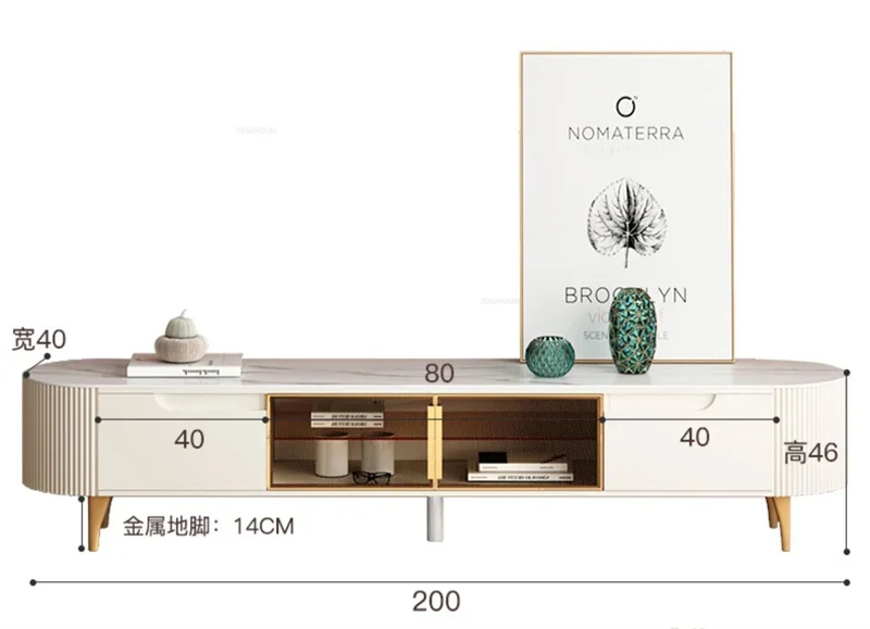 Nordic Rock Slab TV Stands Coffee Table Set Minimalist TV Cabinet Small Apartment Cream Round Coffee Table Living Room Furniture