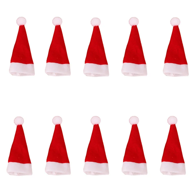 Christmas Beanie Hat 10PCS New Year MINI Christmas Hat Christmas Decorations lollipop Hat Non-woven Small hat