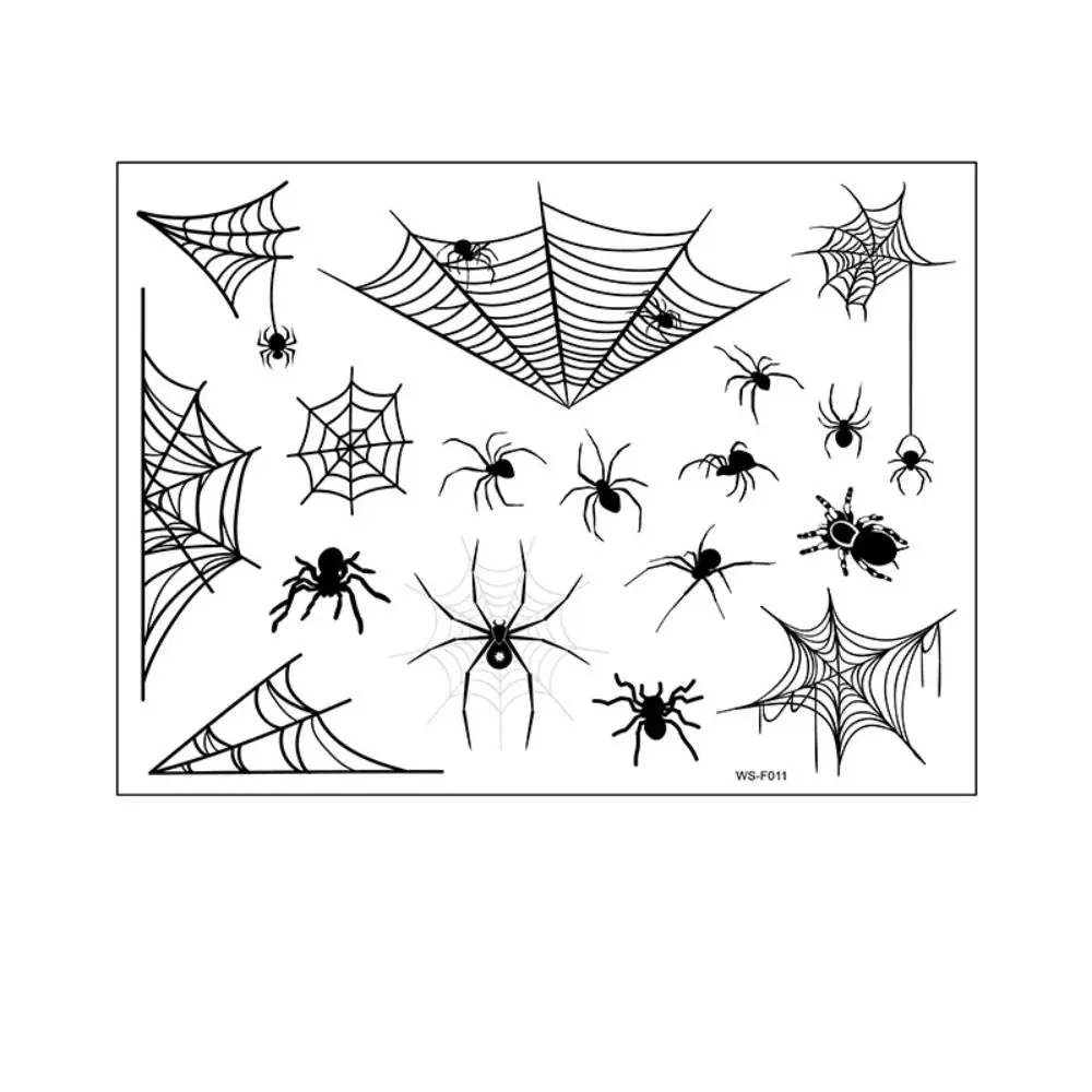 12Sheets Waterproof Spider Web Face Patch DIY Mouth Halloween Scary Tattoo Body Art Decals Cobwebs Cosplay Props Women Men