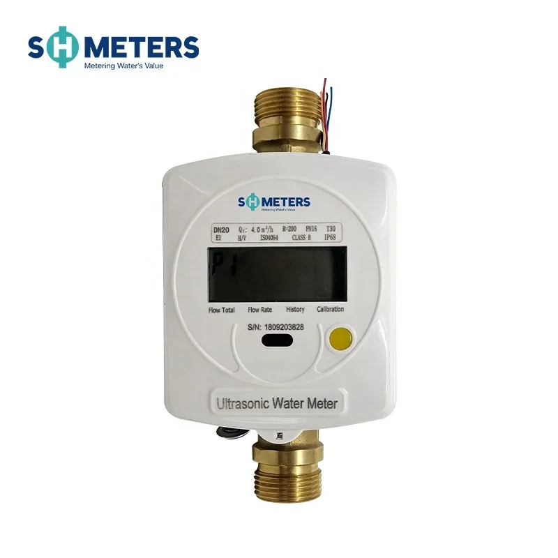 DN20MM Ultrasonic Water Flow Meter Wireless Brass M-bus amr / ami r250 smart water meter
