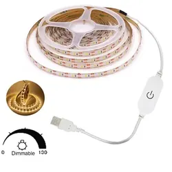 USB LED Strip Light - Dimmable Flexible Lighting Tape - 5m (Warm light)