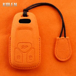 Premium Leather Car Remote Key Case Cover - Stylish Protector Fob Accessory (Orange Set 1)