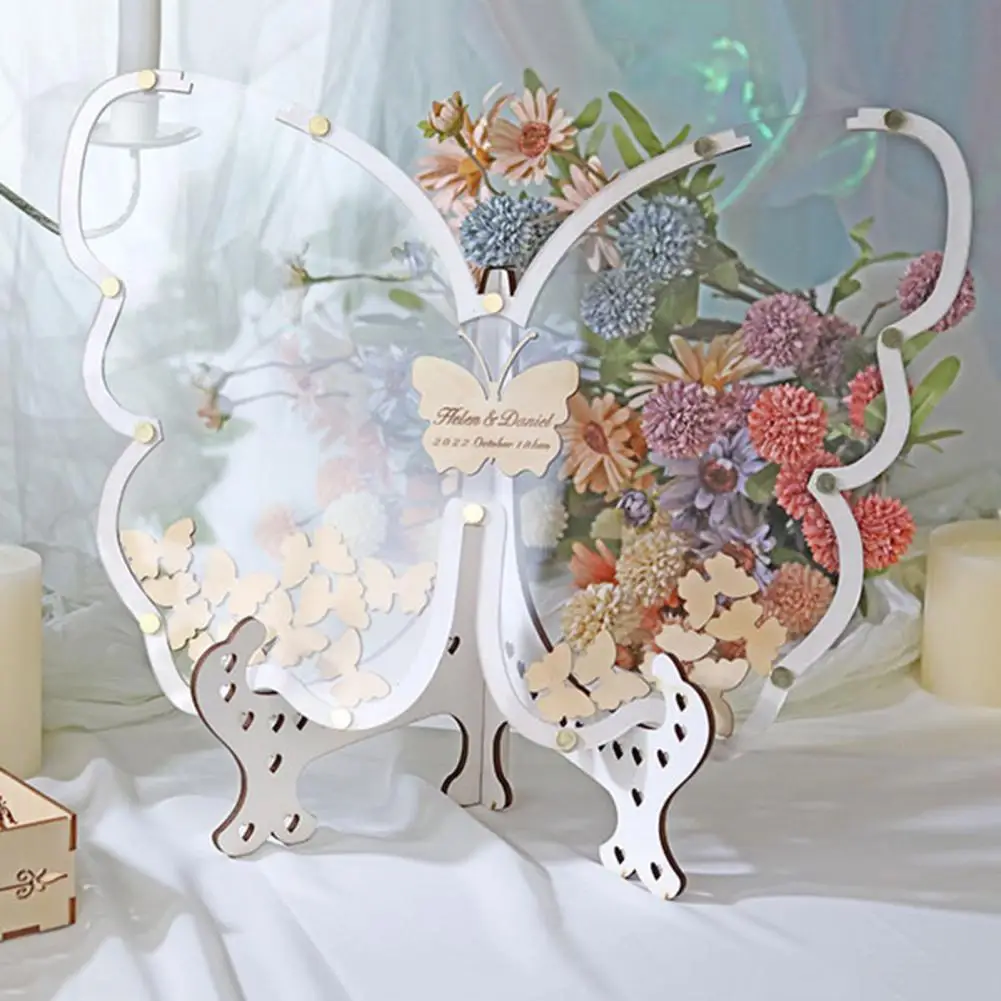 

Wedding Guest Book Butterfly Frame with Small Butterflys Reception Decorations Acrylic White Wedding Guest Book Alternativey Fam